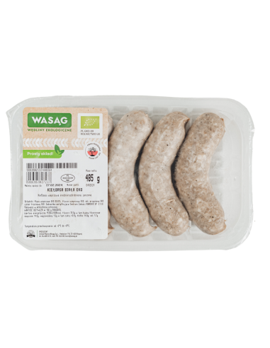 KIEŁBASA BIAŁA BIO (6 szt.) 485 g - WASĄG (Z PÓŁKI)
