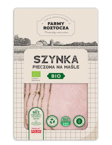 SZYNKA NA MAŚLE PIECZONA PLASTRY BIO 100 g - FARMY ROTOCZA (Z PÓŁKI)