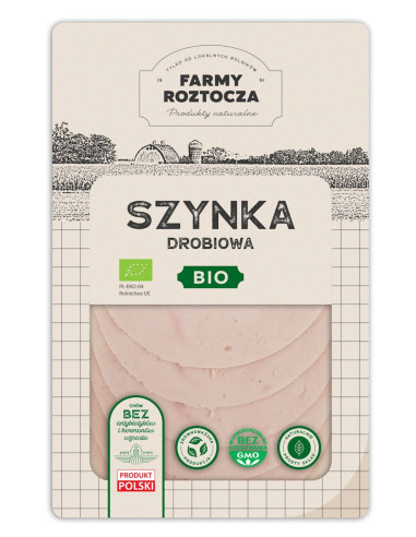 SZYNKA DROBIOWA PLASTRY BIO 100 g - FARMY ROZTOCZA (Z PÓŁKI)
