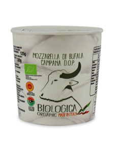MOZZARELLA DI BUFALA (Z MLEKA BAWOLEGO) KULKA (W KUBECZKU) BIO 320 g (125 g) - BIOLOGICA