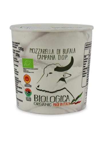 MOZZARELLA DI BUFALA (Z MLEKA BAWOLEGO) KULKA (W KUBECZKU) BIO 320 g (125 g) - BIOLOGICA