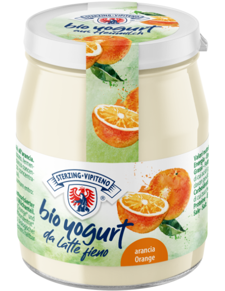 JOGURT POMARAŃCZOWY Z MLEKA SIENNEGO BEZGLUTENOWY BIO 150 g (SŁOIK) - STERZING-VIPITENO