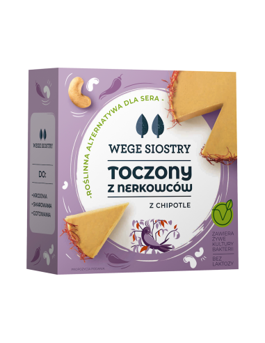 WEGAŃSKA ALTERNATYWA SERA Z ORZECHÓW NERKOWCA Z PAPRYKĄ CHIPOTLE BEZGLUTENOWA 140 g - WEGE SIOSTRY