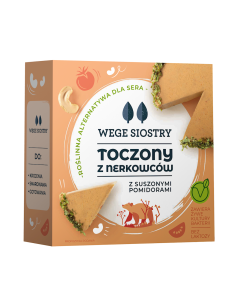 WEGAŃSKA ALTERNATYWA SERA Z ORZECHÓW NERKOWCA Z POMIDORAMI I CZOSNKIEM NIEDŹWIEDZIM BEZGLUTENOWA 140 g - WEGE SIOSTRY