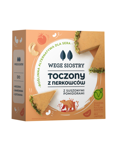 WEGAŃSKA ALTERNATYWA SERA Z ORZECHÓW NERKOWCA Z POMIDORAMI I CZOSNKIEM NIEDŹWIEDZIM BEZGLUTENOWA 140 g - WEGE SIOSTRY