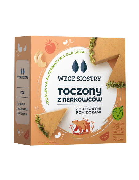 WEGAŃSKA ALTERNATYWA SERA Z ORZECHÓW NERKOWCA Z POMIDORAMI I CZOSNKIEM NIEDŹWIEDZIM BEZGLUTENOWA 140 g - WEGE SIOSTRY