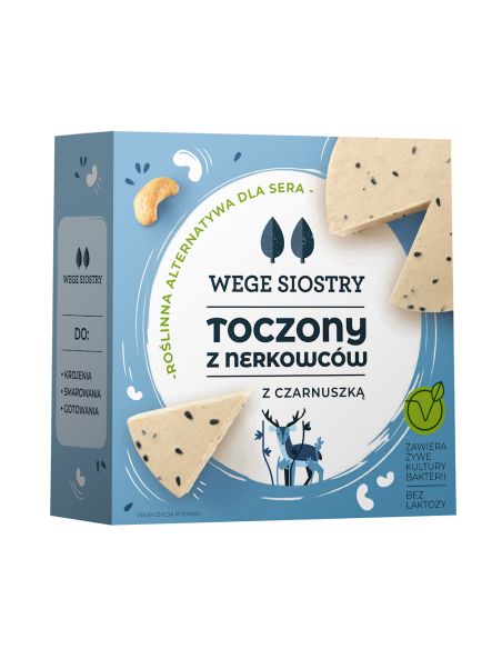 WEGAŃSKA ALTERNATYWA SERA Z ORZECHÓW NERKOWCA Z CZARNUSZKĄ BEZGLUTENOWA 140 g - WEGE SIOSTRY