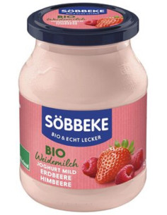 JOGURT KREMOWY TRUSKAWKA - MALINA BIO 500 g (SŁOIK) - SOBBEKE
