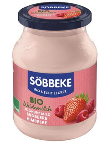 JOGURT KREMOWY TRUSKAWKA - MALINA BIO 500 g (SŁOIK) - SOBBEKE