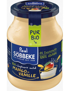 JOGURT KREMOWY MANGO - WANILIA BIO 500 g (SŁOIK) - SOBBEKE