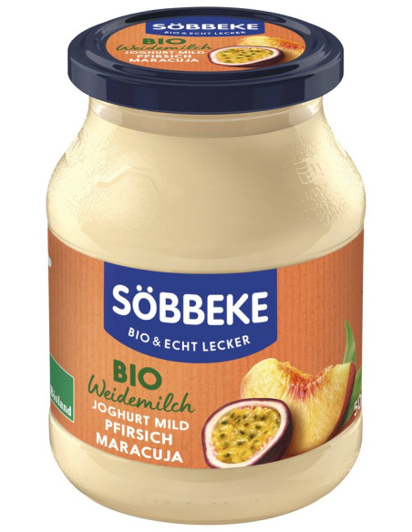 JOGURT KREMOWY BRZOSKWINIA - MARAKUJA BIO 500 g (SŁOIK) - SOBBEKE