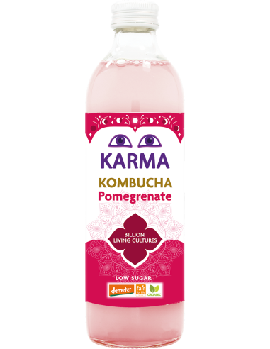 KOMBUCHA Z GRANATEM NISKA ZAWARTOŚĆ CUKRÓW FAIR FOR LIFE DEMETER BIO 500 ml - KARMA KOMBUCHA