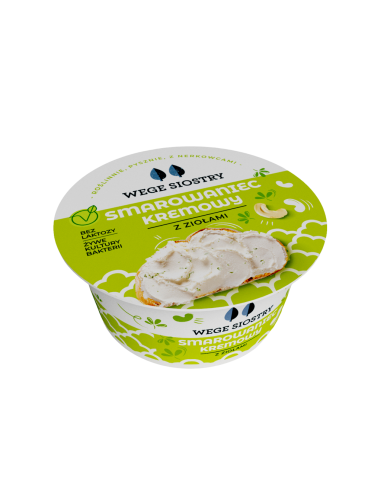 WEGAŃSKA ALTERNATYWA SERKA TWAROGOWEGO Z ORZECHÓW NERKOWCA Z ZIOŁAMI BEZGLUTENOWA 130 g - WEGE SIOSTRY