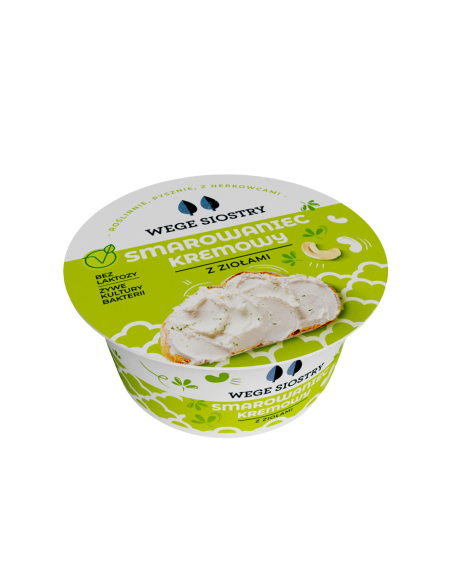 WEGAŃSKA ALTERNATYWA SERKA TWAROGOWEGO Z ORZECHÓW NERKOWCA Z ZIOŁAMI BEZGLUTENOWA 130 g - WEGE SIOSTRY