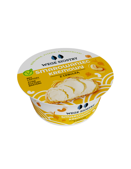 WEGAŃSKA ALTERNATYWA SERKA TWAROGOWEGO Z ORZECHÓW NERKOWCA Z CEBULĄ BEZGLUTENOWA 130 g - WEGE SIOSTRY