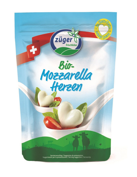 MOZZARELLA MINI W KSZTAŁCIE SERC BIO 260 g (130 g) - ZUGER
