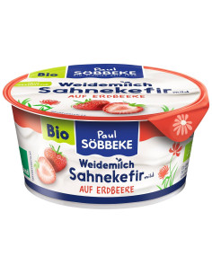 KEFIR KREMOWY Z TRUSKAWKAMI BIO 150 g - SOBBEKE