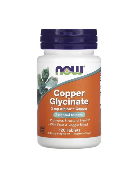 Copper glycinate - 120tab - Now Foods