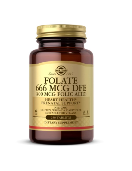 Folate 666 mcg DFE (400 mcg Folic Acid) - 250tabl - Solgar