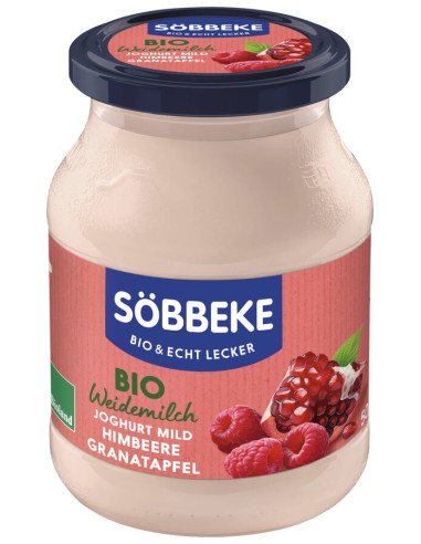 JOGURT KREMOWY MALINA - GRANAT BIO 500 g (SŁOIK) - SOBBEKE