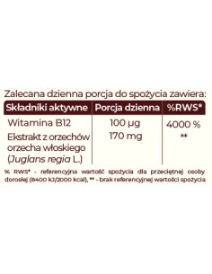 Witamina B12 liposomalna z ekstraktem z orzecha włoskiego - 210kaps - Asepta 2