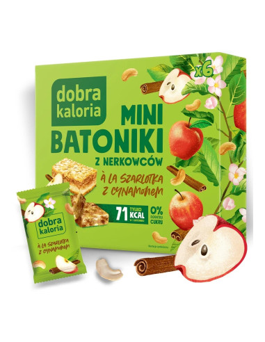 Minibatoniki z nerkowców szarlotka z cynamonem - 6x17g - Dobra Kaloria