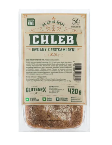 CHLEB OWSIANY Z PESTKAMI DYNI BEZGLUTENOWY 420 g - GLUTENEX