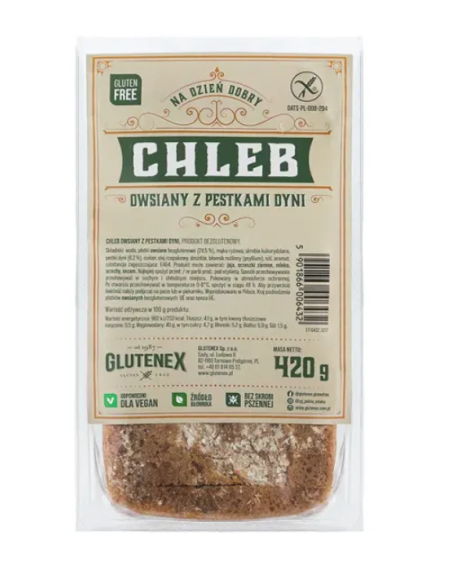 CHLEB OWSIANY Z PESTKAMI DYNI BEZGLUTENOWY 420 g - GLUTENEX