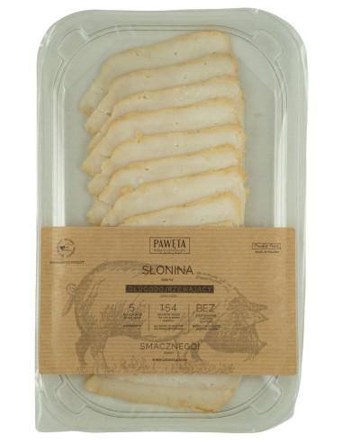 SŁONINA WIEPRZOWA DOJRZEWAJĄCA PLASTRY BEZGLUTENOWA 65 g - PAWĘTA