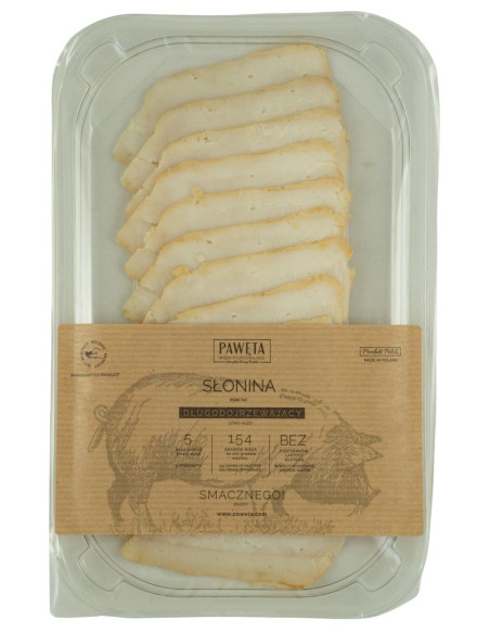 SŁONINA WIEPRZOWA DOJRZEWAJĄCA PLASTRY BEZGLUTENOWA 65 g - PAWĘTA