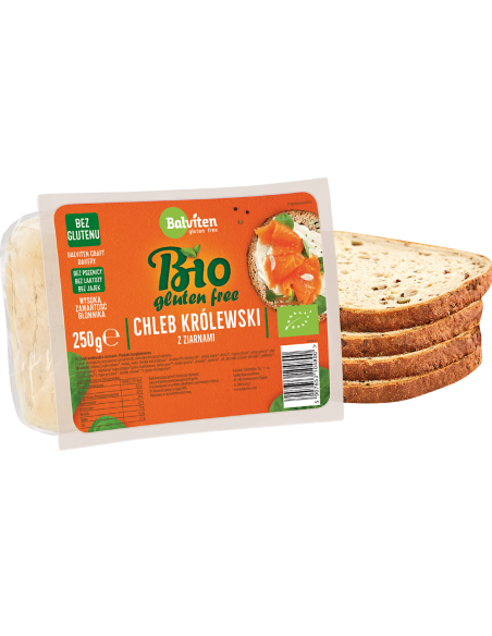 CHLEB KRÓLEWSKI Z ZIARNAMI KROJONY BEZGLUTENOWY BIO 250 g - BALVITEN