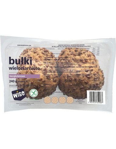 BUŁKI KAJZERKI WIELOZIARNISTE BEZGLUTENOWE (4 szt.) 240 g - WISO