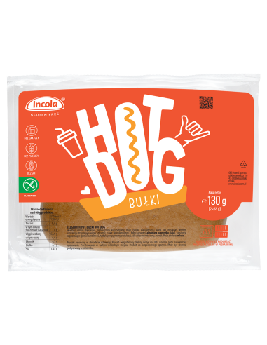 BUŁKI DO HOT-DOGÓW Z CEBULĄ BEZGLUTENOWE (2 szt.) 130 g - INCOLA