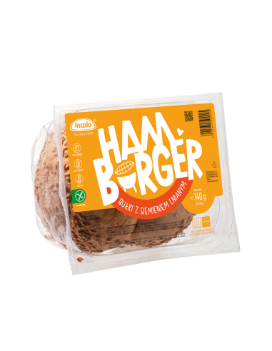 BUŁKI DO HAMBURGERÓW Z SIEMIENIEM LNIANYM BEZGLUTENOWE (2 szt.) 140 g - INCOLA