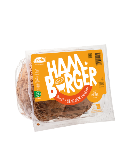 BUŁKI DO HAMBURGERÓW Z SIEMIENIEM LNIANYM BEZGLUTENOWE (2 szt.) 140 g - INCOLA