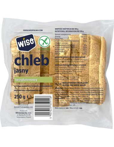 CHLEB JASNY KROJONY BEZGLUTENOWY 250 g - WISO