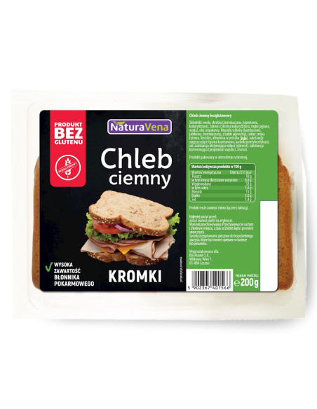 CHLEB CIEMNY KROJONY BEZGLUTENOWY 200 g - NATURAVENA