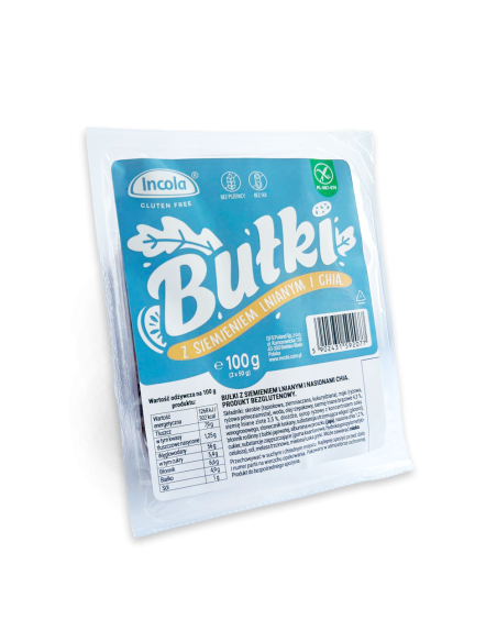 BUŁKI Z SIEMIENIEM LNIANYM I CHIA BEZGLUTENOWE (2 x 50 g) 100 g - INCOLA