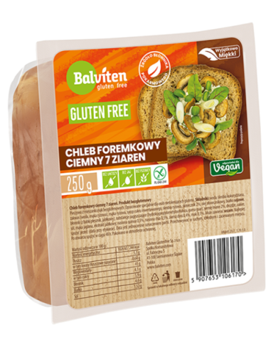 CHLEB FOREMKOWY CIEMNY 7 ZIAREN KROJONY BEZGLUTENOWY 250 g - BALVITEN
