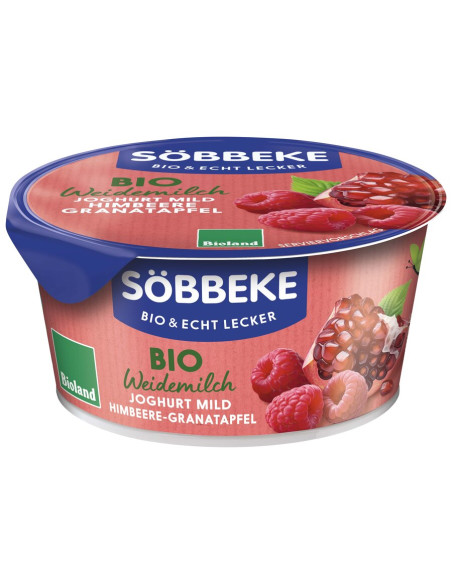 JOGURT KREMOWY MALINA - GRANAT (3,8 % TŁUSZCZU W MLEKU) BIO 150 g - SOBBEKE