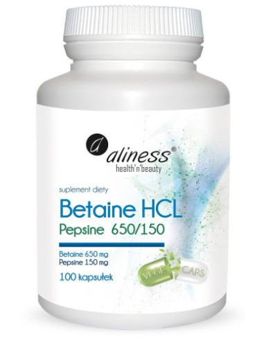 Betaina HCL Pepsine 650/150mg - 100kaps - Aliness