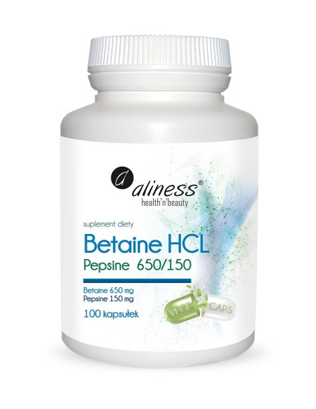 Betaina HCL Pepsine 650/150mg - 100kaps - Aliness