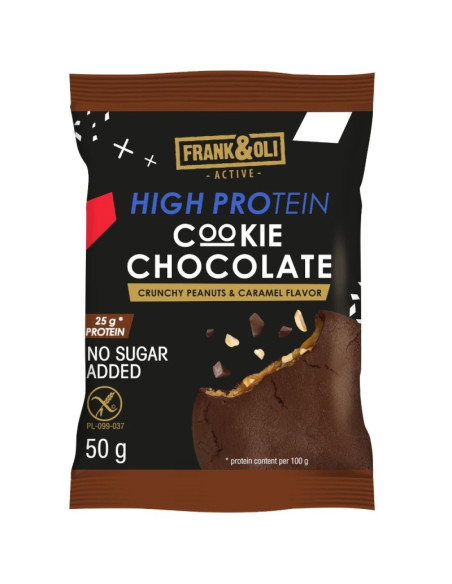 Ciastko proteinowe o smaku chrupiących orzeszków ziemnych i karmelu - 50g - Frank&Oli