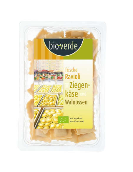 RAVIOLI ŚWIEŻE Z KOZIM SEREM I ORZECHAMI WŁOSKIMI BIO 250 g - BIO-VERDE