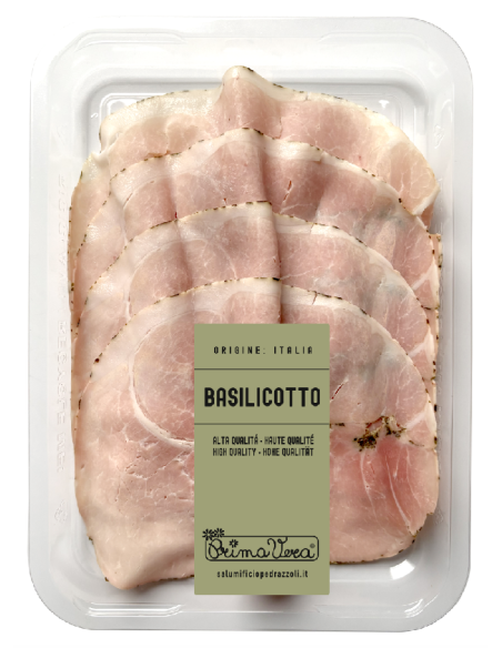 SZYNKA GOTOWANA PROSCIUTTO COTTO Z BAZYLIĄ PLASTRY BEZGLUTENOWA BIO 100 g - PRIMAVERA