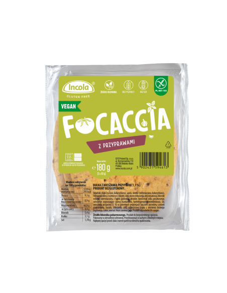 BUŁKI FOCACCIA Z PRZYPRAWAMI BEZGLUTENOWE (3 szt.) 180 g - INCOLA