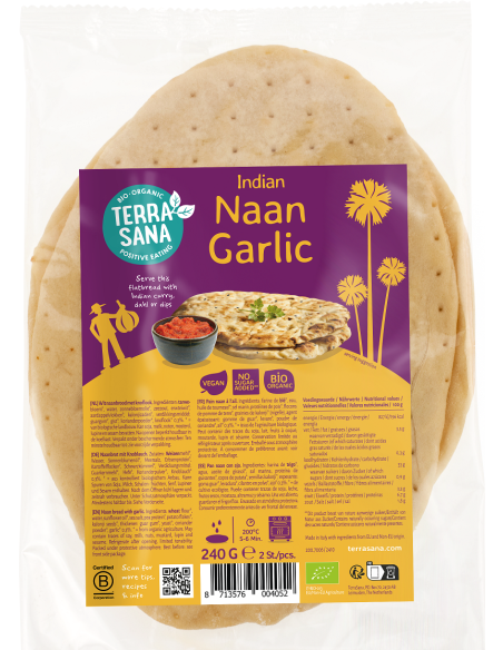 CHLEB NAAN CZOSNKOWY BIO 240 g - TERRASANA