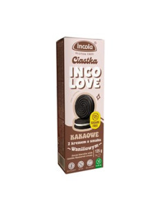 Ciastka markizy kakaowe z kremem o smaku waniliowym bez cukru bezglutenowe - 125g - Incola