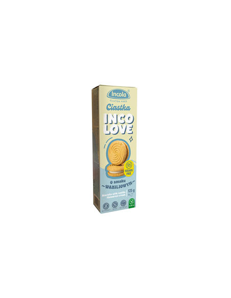 Ciastka markizy z kremem o smaku waniliowym bez cukru bezglutenowe 125 g - INCOLA