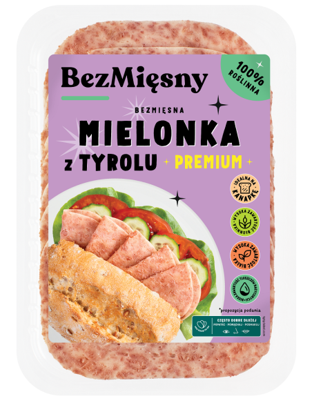 MIELONKA TYROLSKA ROŚLINNA PLASTRY 100 g - BEZMIĘSNY